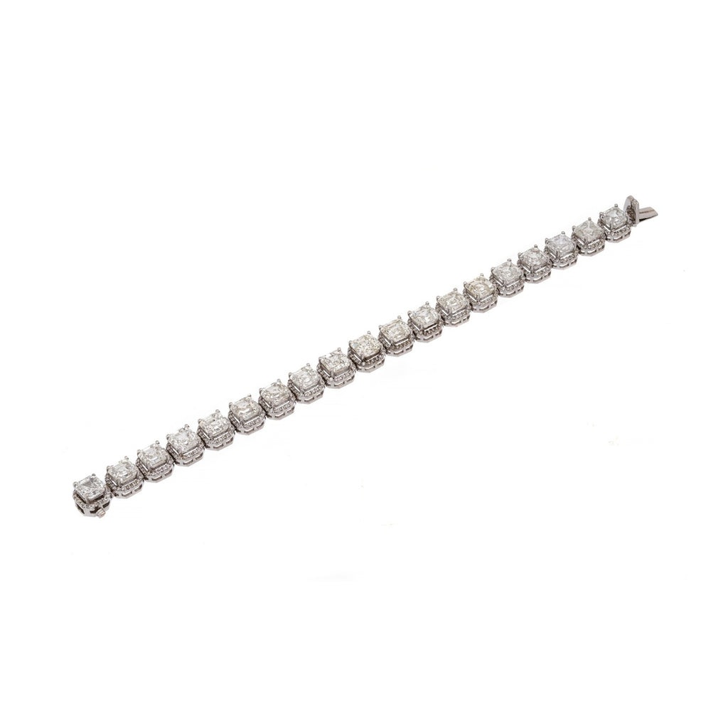 Aurex Asscher Solitaire Diamond Bracelet in 18K White Gold