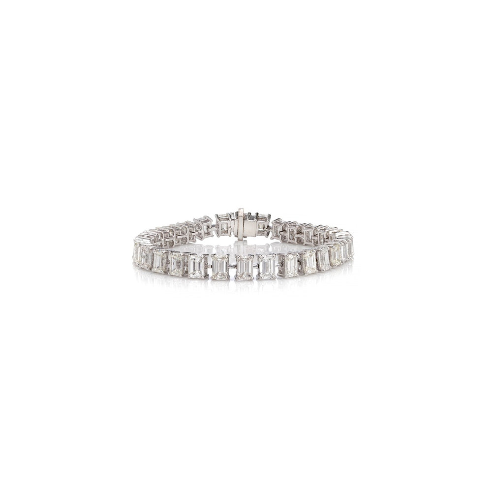 Émeraude Emerald Cut Diamond Tennis Bracelet in 18K White Gold