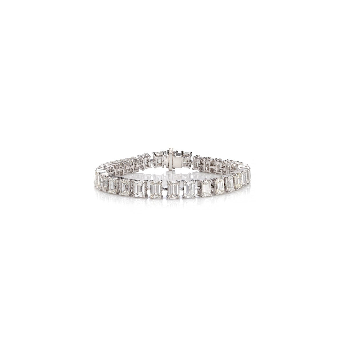 Émeraude Emerald Cut Diamond Tennis Bracelet in 18K White Gold