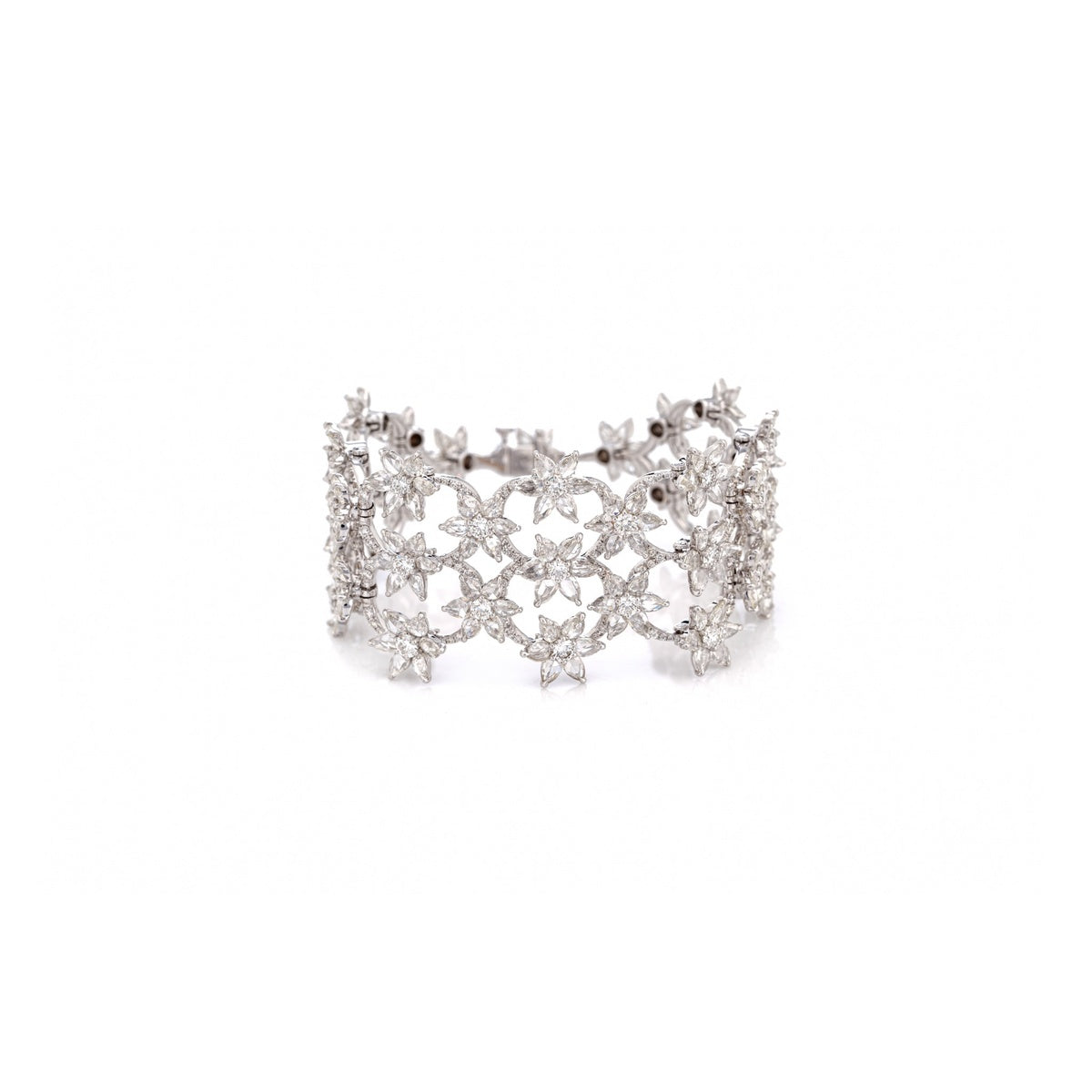 Rosélle Rose Cut Diamond Bracelet in 18K White Gold