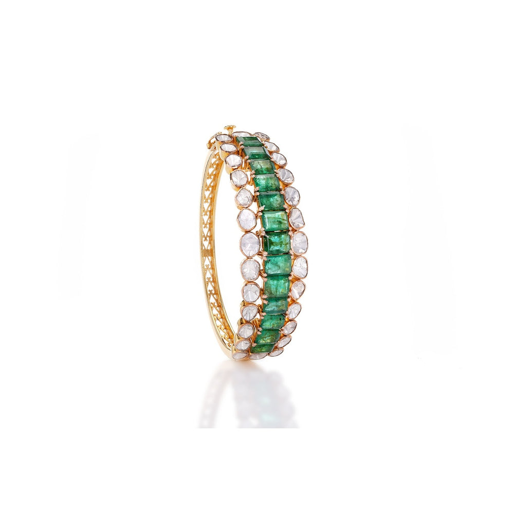 Rajsi Polki Emerald Heritage Bracelet in 14K Gold