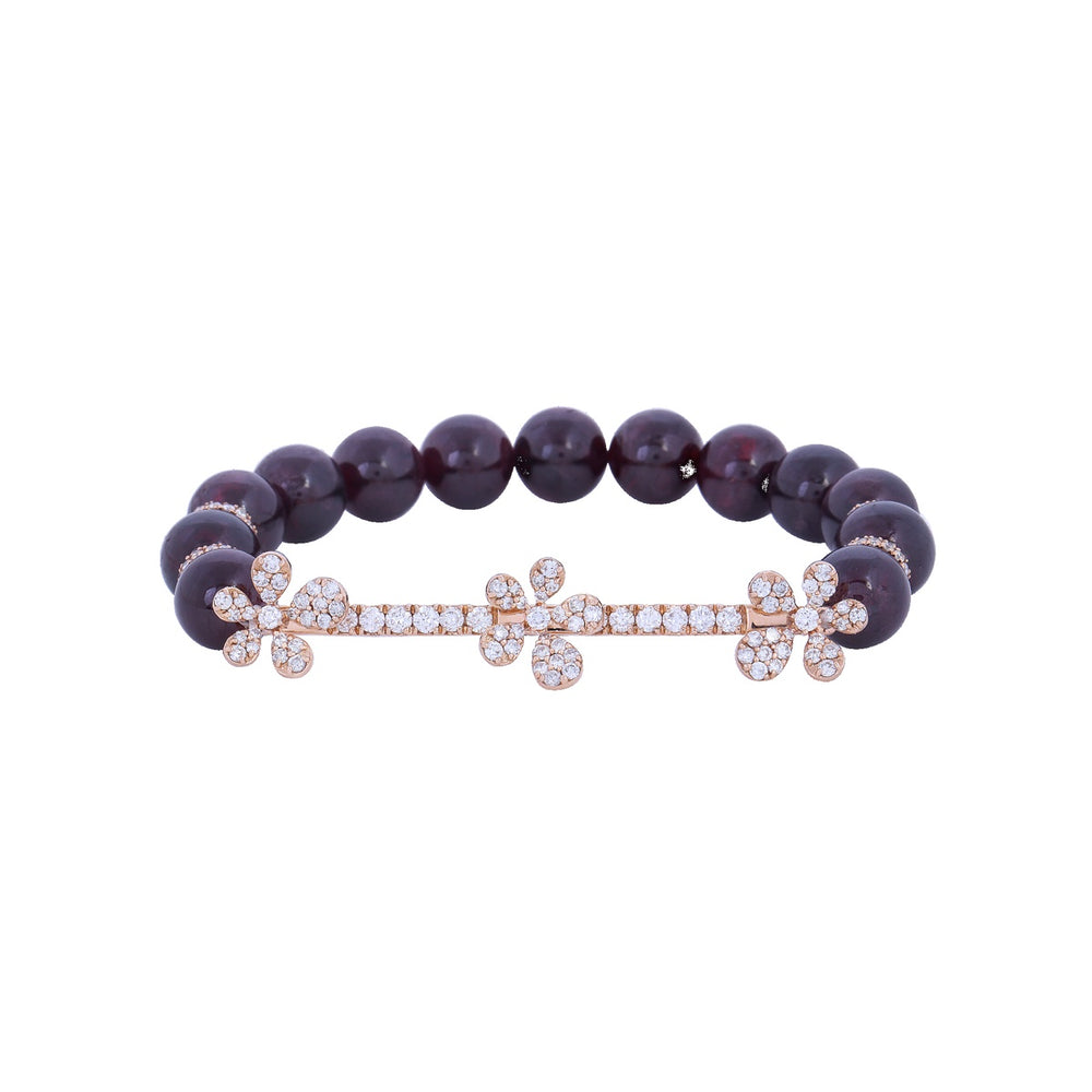 Jasmine Charm Garnet Diamond Bracelet in 18K White Gold