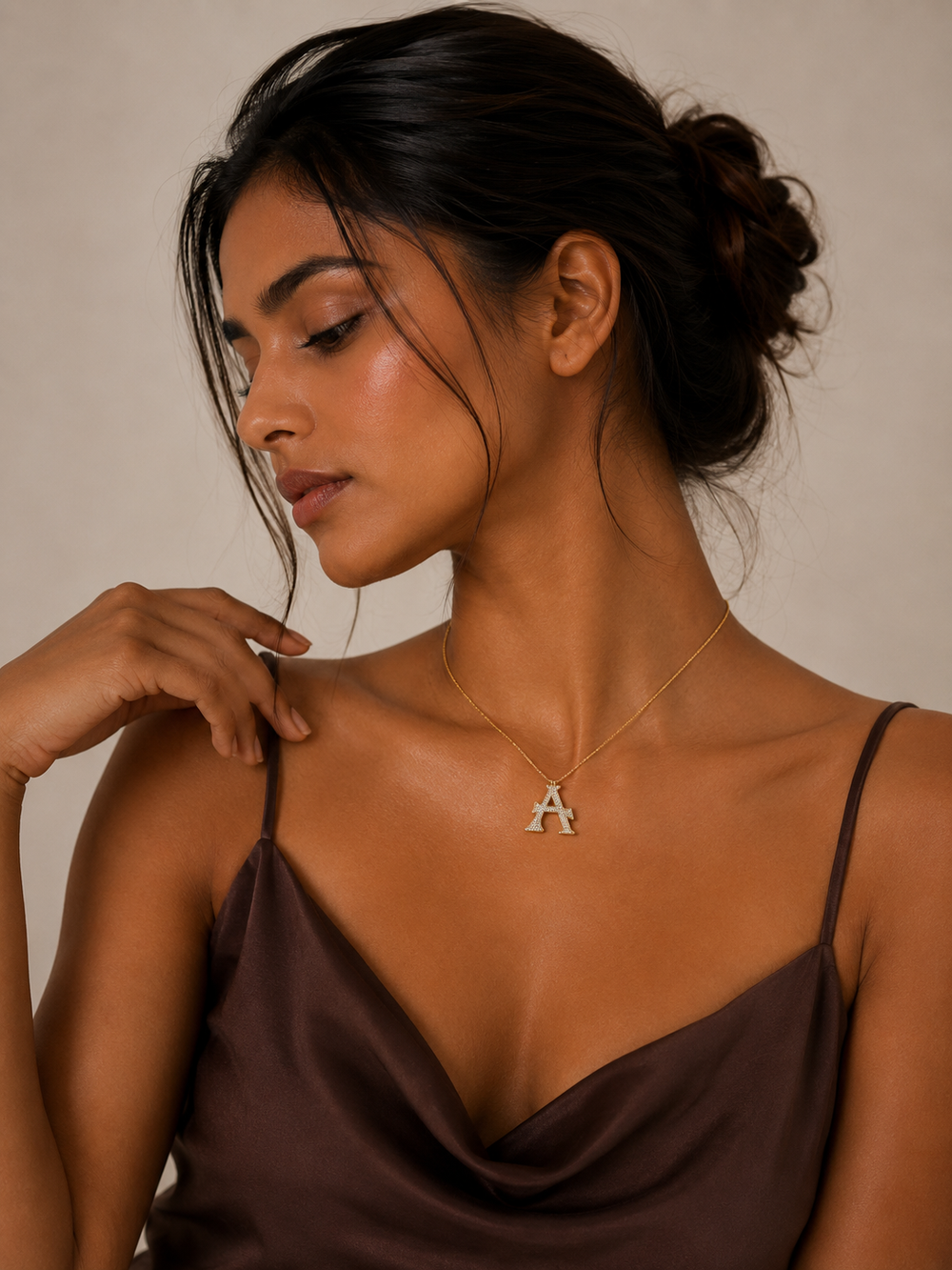 Initial A Diamond Pendant Necklace in 18K Gold | Personalized Luxury Fine Jewellery