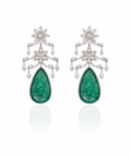 zembian Emerald Drop Earrings in 18K White Gold | Luxury Fine Jewellery