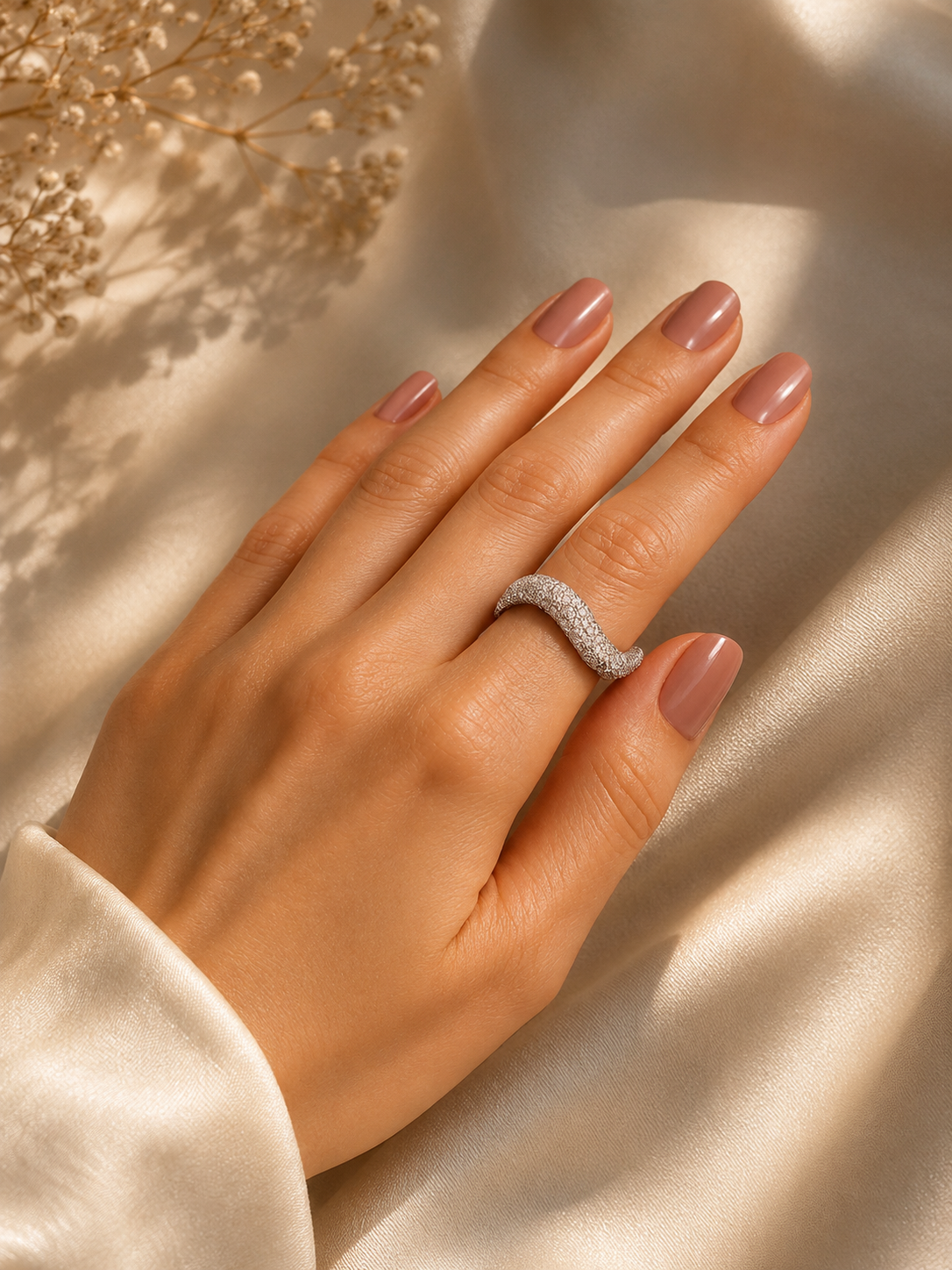 Diamond Wave Eternity Ring in 18K White Gold