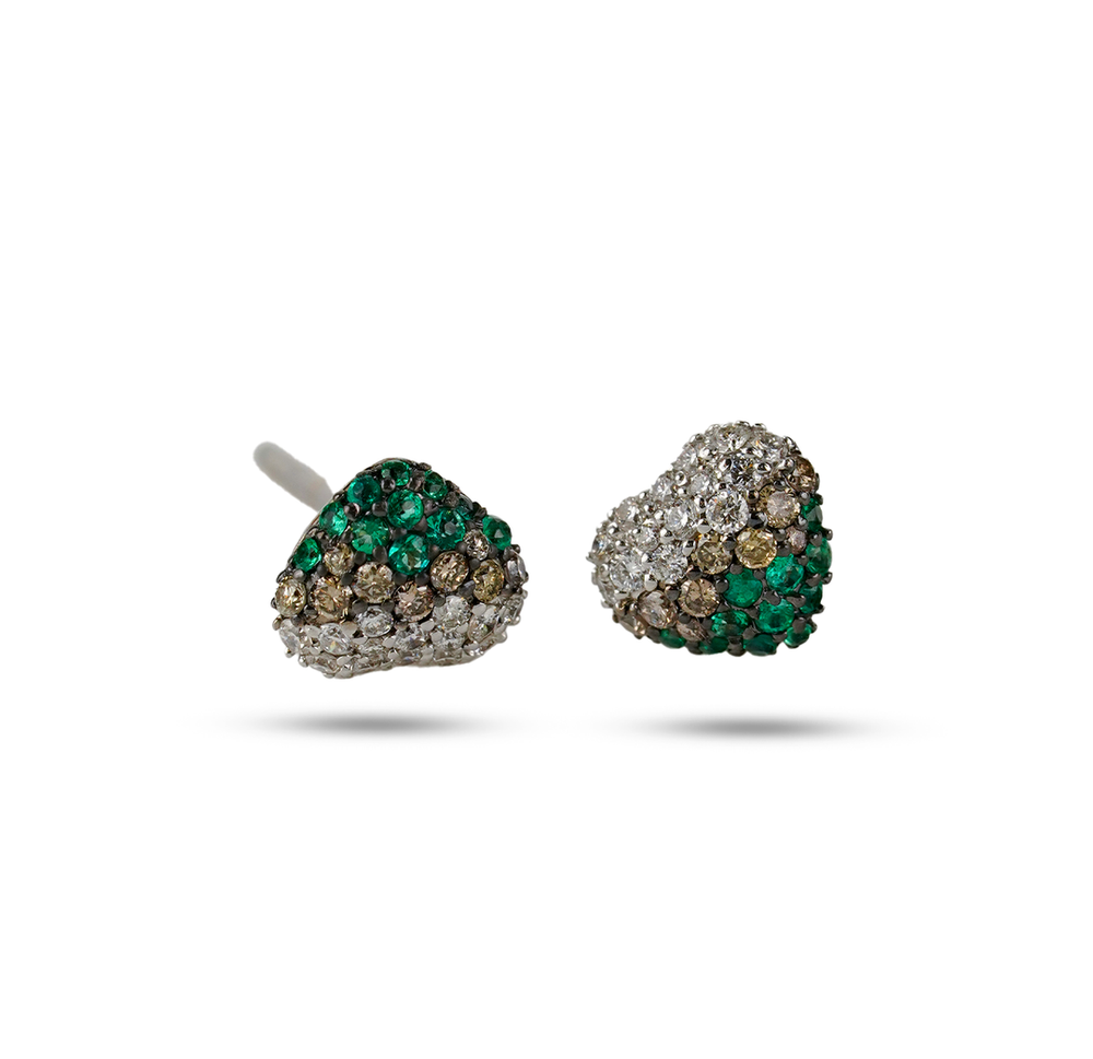 18K White Gold Black Diamond Halo Earrings