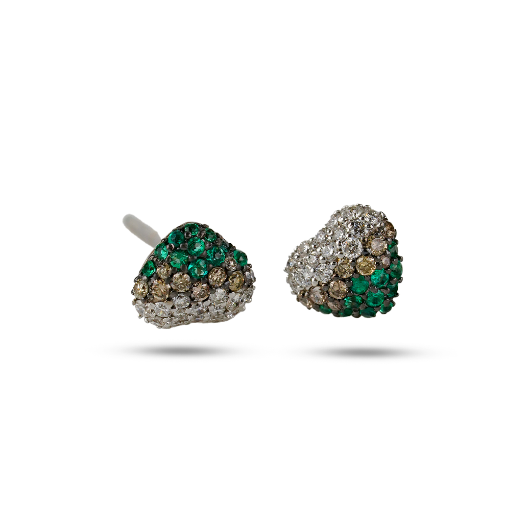18K White Gold Green Diamond Halo Earrings