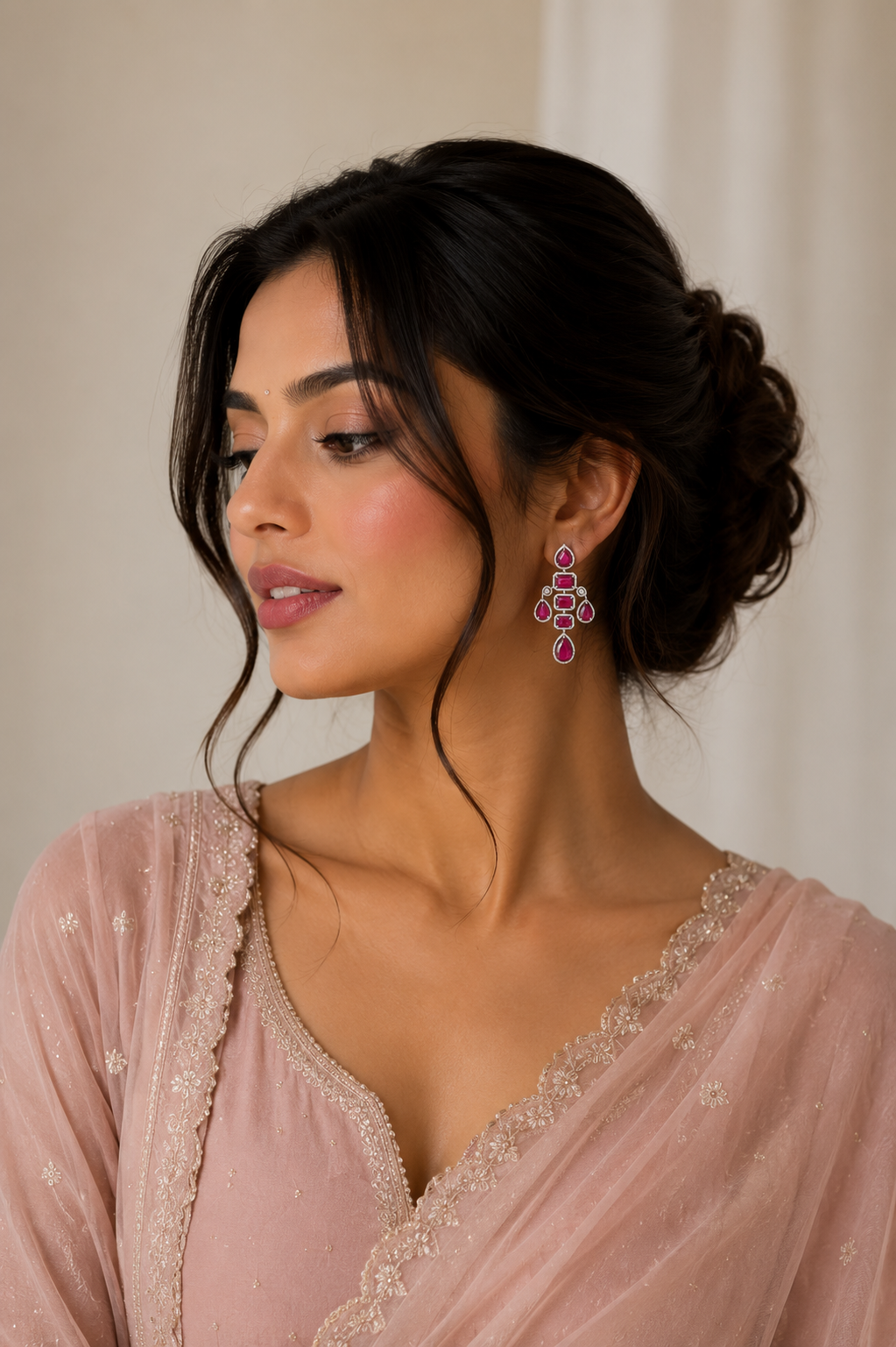 Rouge Royale Diamond & Ruby Drop Earrings in 18K Gold