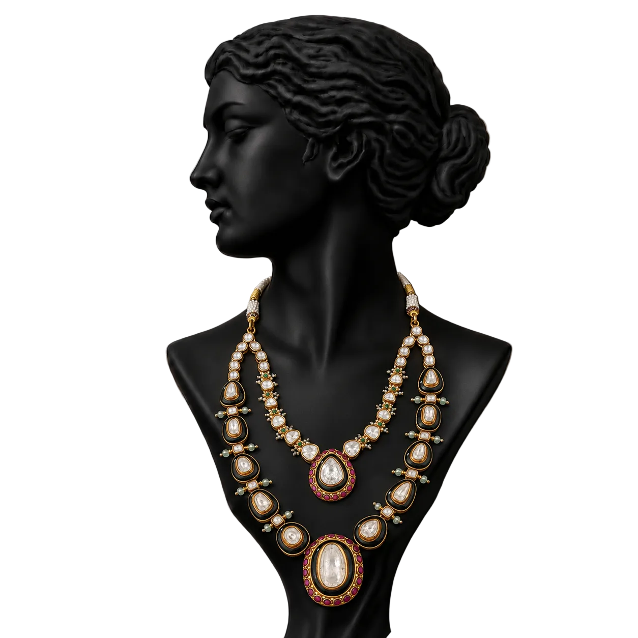 Rajvansh Layered Polki Diamond Necklace in 18K Gold | Luxury Heritage Fine Jewellery