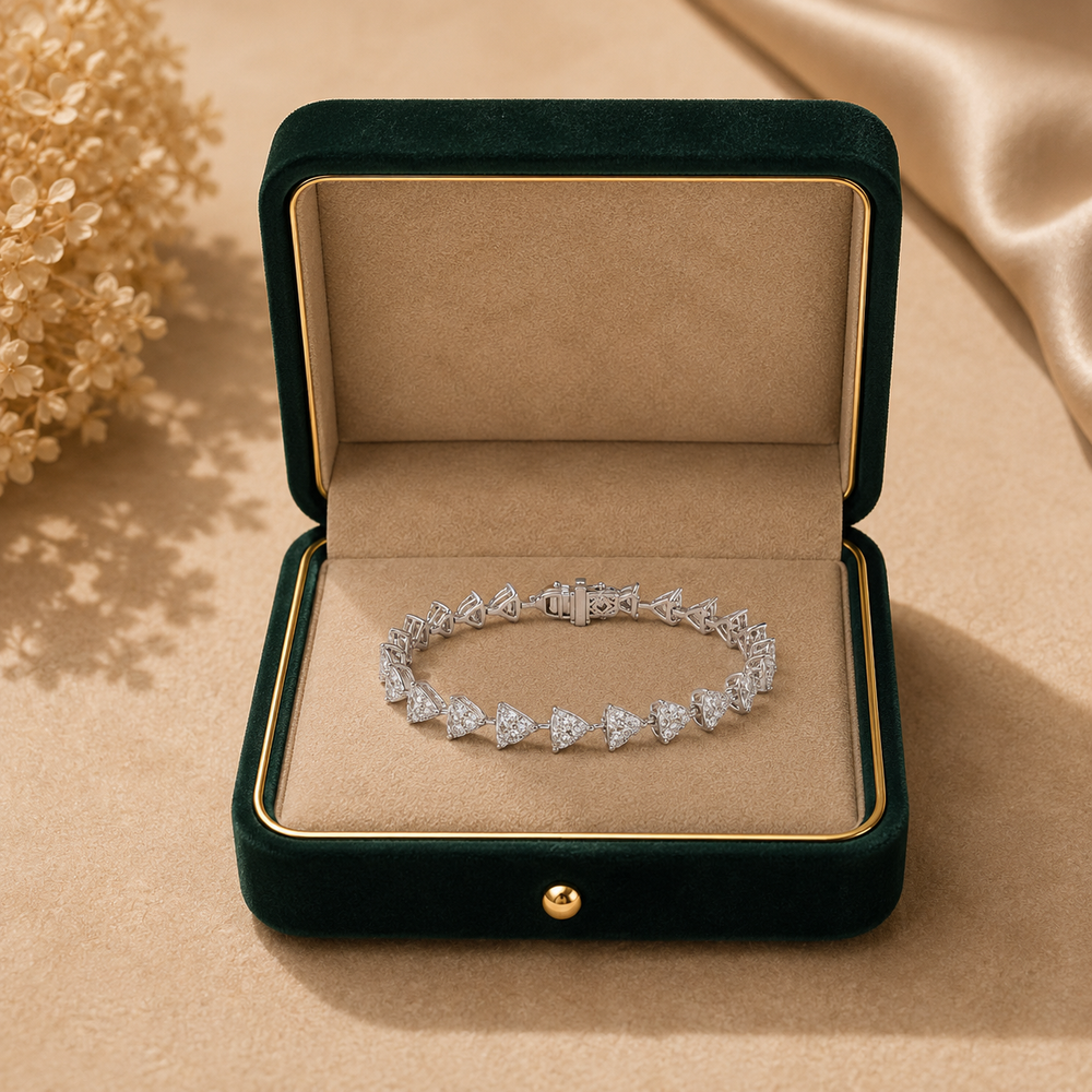 Triluxe Trillion Cut Diamond Tennis Bracelet in 18K White Gold