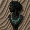 18K White Gold Emerald Diamond Statement Necklace