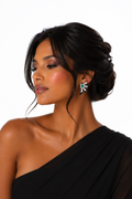 Émeraude Noir Diamond Fan Earrings in 18K White Gold