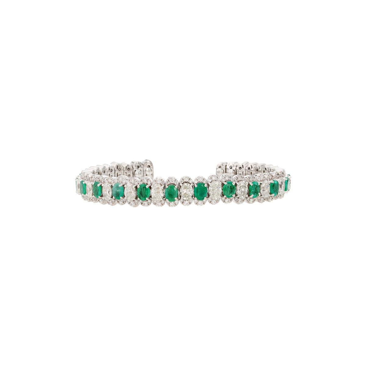 Verde Oval Diamond Emerald Bracelet in 18K Gold