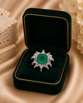 Imperial Emerald Halo Diamond Ring