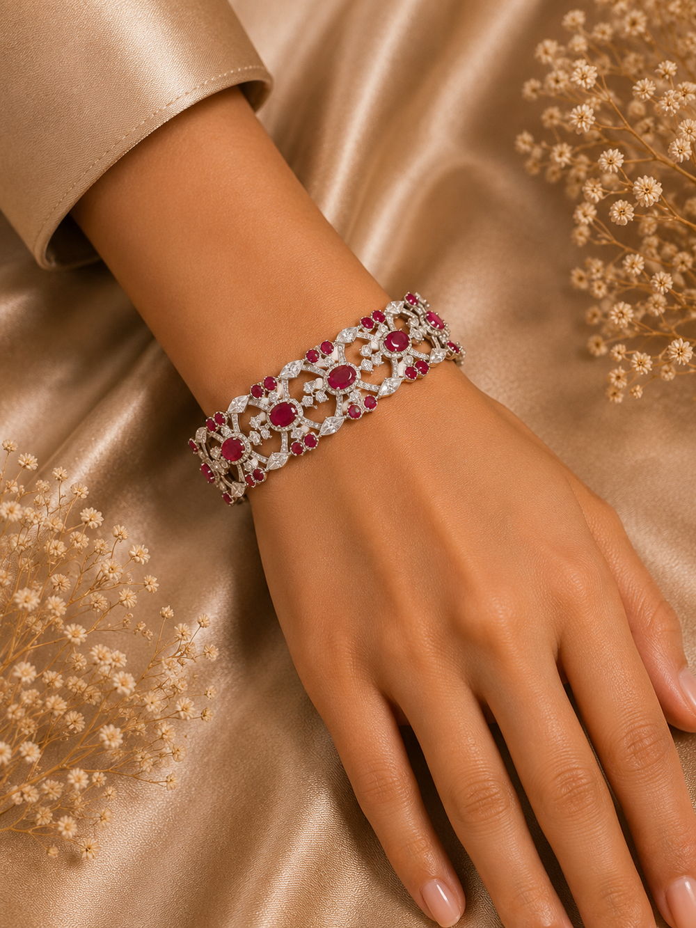 Majestique Royale Diamond Couture Bracelet in 18K White Gold