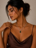 Emerald Dew Drop Diamond Necklace in 18K Gold | Luxury Fine Jewellery