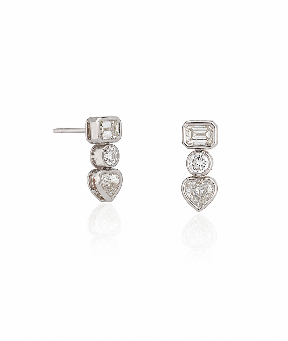 Geometric Diamond Drop Earrings in 18K White Gold | Luxury Fine Jewellery
