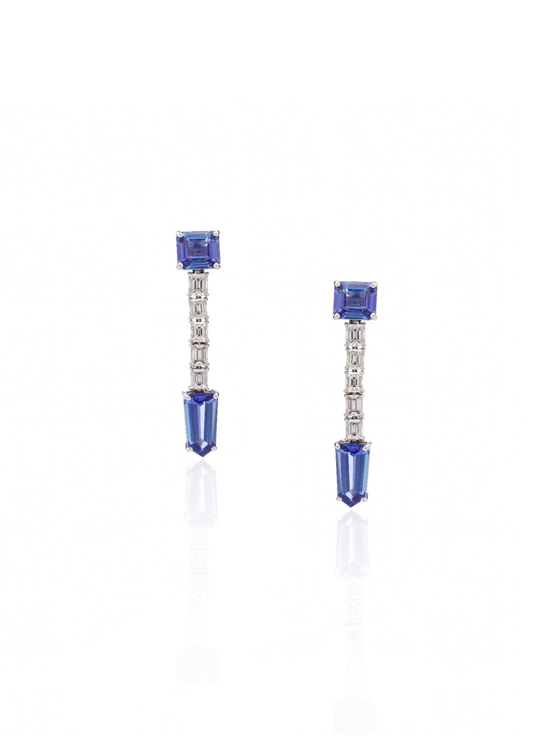 Sapphire Line Diamond Drop Earrings