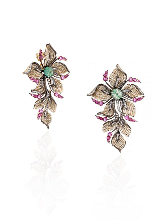 Jardiné Gemstone Diamond Chandelier Earrings