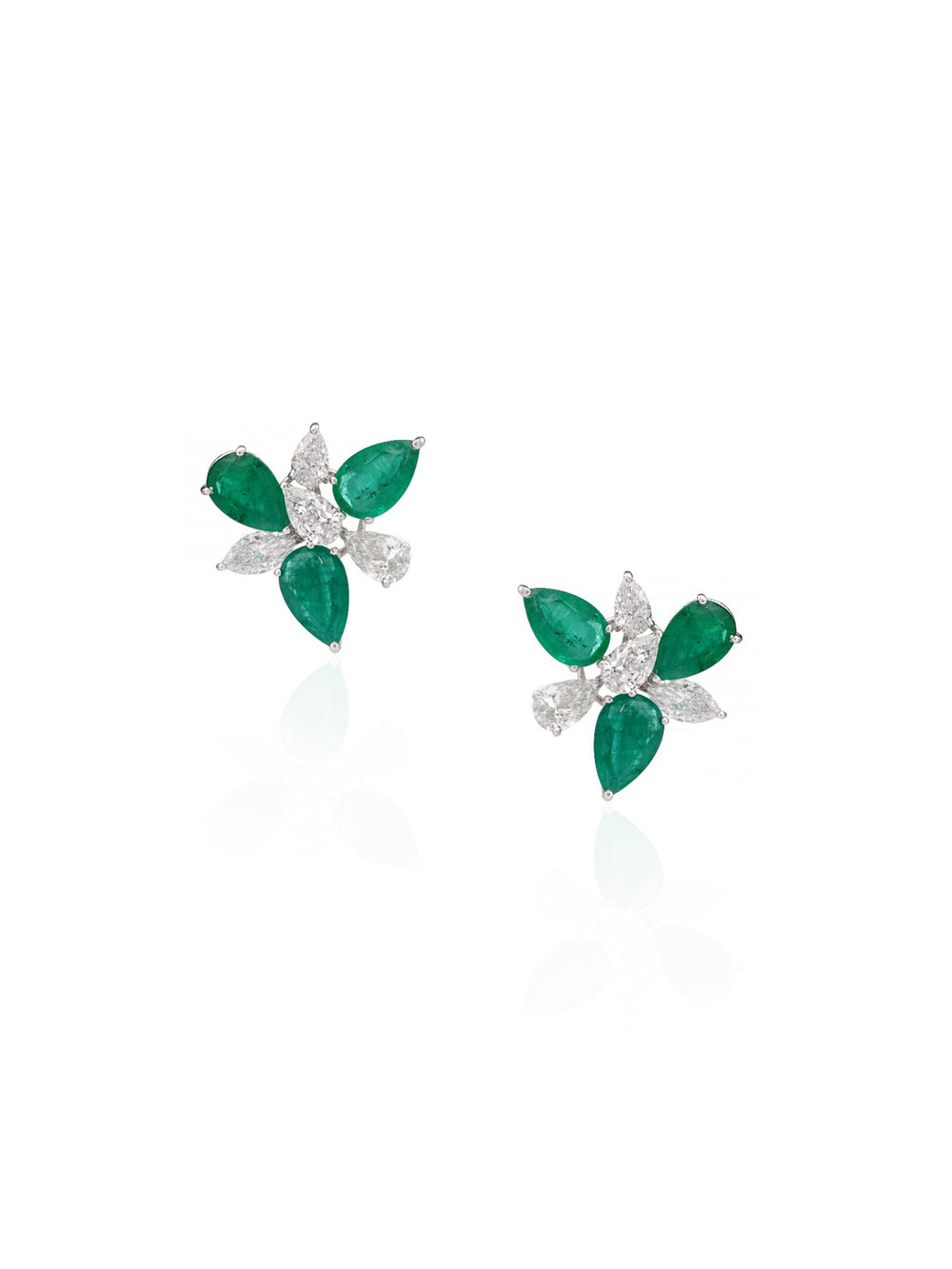 Verde Fleur Emerald Diamond Stud Earrings