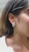 Diamond Pavé3 line Hoop Earrings in 18K White Gold | Luxury Fine Jewellery