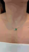 Emerald Accent Diamond Pendant Necklace in 18K Gold