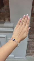 Azure Halo Diamond Charm Bracelet in 18K White Gold