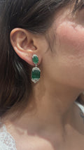 Izzari Noir Emerald Diamond Stud Earrings