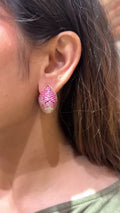Rosé Pavé Pink Ruby and Sapphire Hoop Earrings