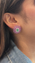 Izzari Roselle Emerald Ruby Floral Earrings