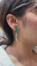 Verde Linear Emerald Diamond Drop Earrings