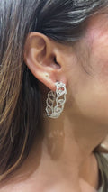 18K White Gold Diamond Pavé Hoop Earrings