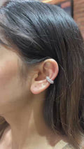 18K White Gold Diamond Twist Hoop Earrings