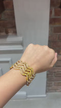 18K Yellow Gold Multi Row Diamond Cuff Bracelet