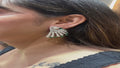 Emerald Floral Diamond Stud Earrings in 18K White Gold | Luxury Fine Jewellery