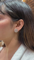 18K White Gold Rose Cut Diamond Halo Earrings