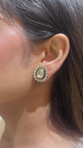 18K Yellow Gold Halo Diamond Stud Earrings