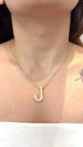 Initial J Diamond Pendant Necklace in 18K Gold | Personalized Luxury Fine Jewellery