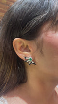 Émeraude Noir Diamond Fan Earrings in 18K White Gold