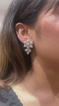 Celestia Floral Natural Diamond Drop Earrings in 18K Gold