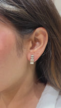 18K White Gold Geometric Diamond Drop Earrings