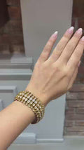 18K Gold Multi Row Gemstone Beaded Bracelet