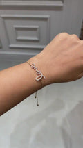 Lunelle Diamond Love Chain Bracelet in 18K Gold