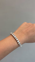 Émeraude Cut Diamond Tennis Bracelet in 18K White Gold