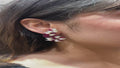 18K White Gold Ruby Leaf Diamond Earrings