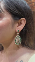 Emerald Royale Natural Diamond Teardrop Earrings in 14K Gold