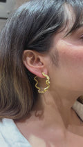 Aurelia Wave Diamond Hoop Earrings