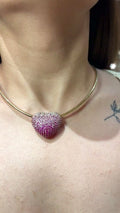 Disco Heart Strawberry Diamond Necklace in 18K Gold | Luxury Heart Jewellery