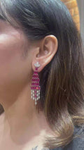 18K White Gold Pink Gemstone Chandelier Earrings