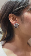 Eternal Ruby Floral Diamond Stud Earrings